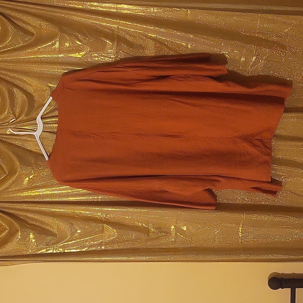 Riva Burnt Orange or Rust Color Blouse Size xxl NWOT v neck hi low